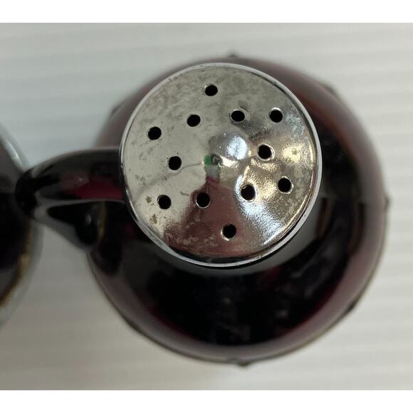 1930s Amethyst Cambridge Glass Insert Krome-Kraft Salt & Pepper Shakers AAA3278 - Picture 14 of 16